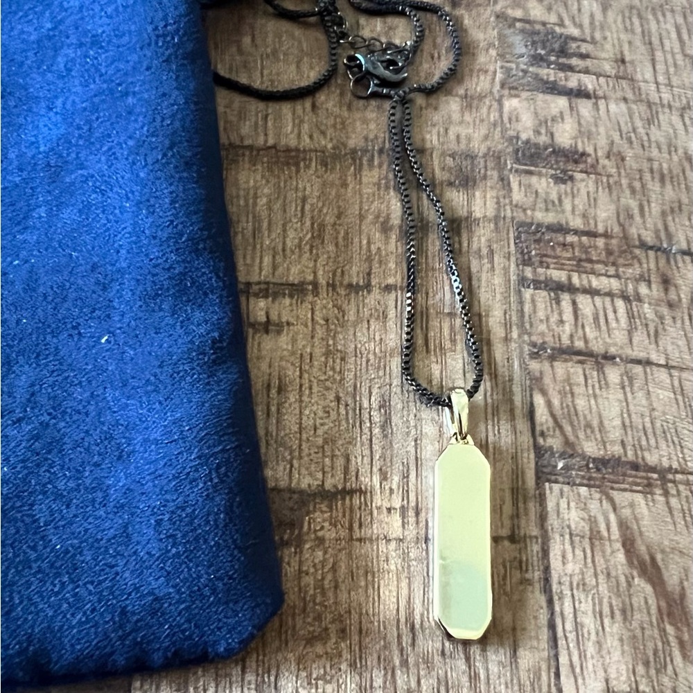 Gold Pendant Necklace with Black Chain